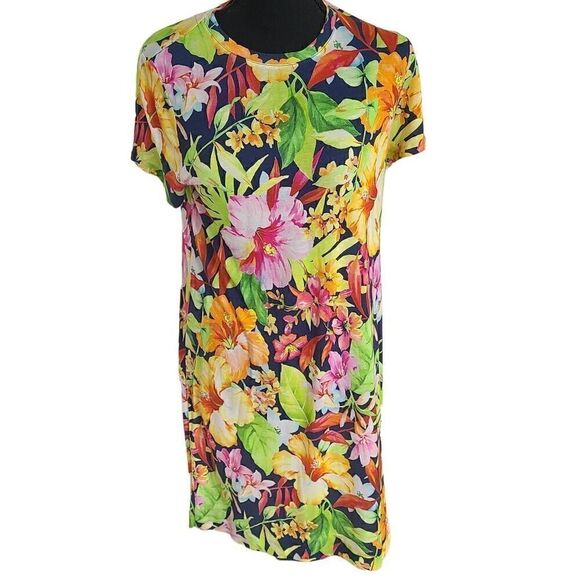 Polo Ralph Lauren Womens Dress Floral Print Short Sleeve Multi-Color Medium - Picture 1 of 9